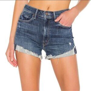 30 Mother High Waisted Rascal Slit Flip Chew Short Off Duty Distressed Shorts